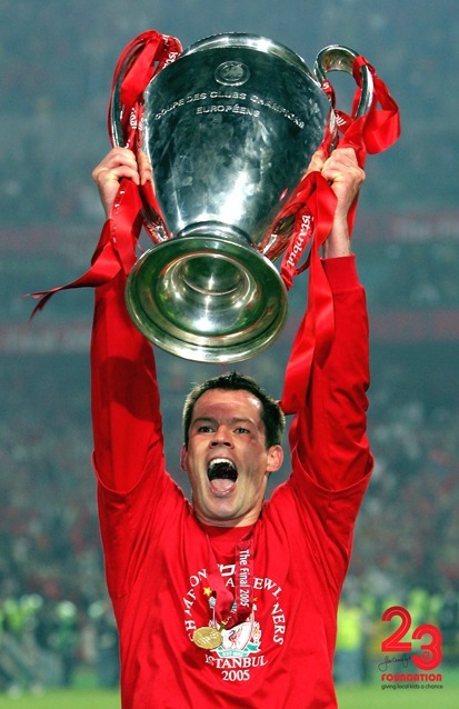 Jamie Holding The Cup Aloft After The Champions League Final 2005 (16x12)