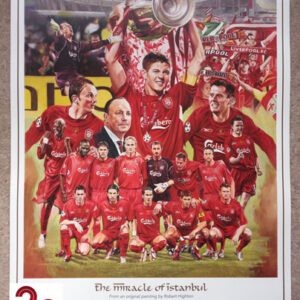 Istanbul 2005 squad montage signed by Jamie Carragher
