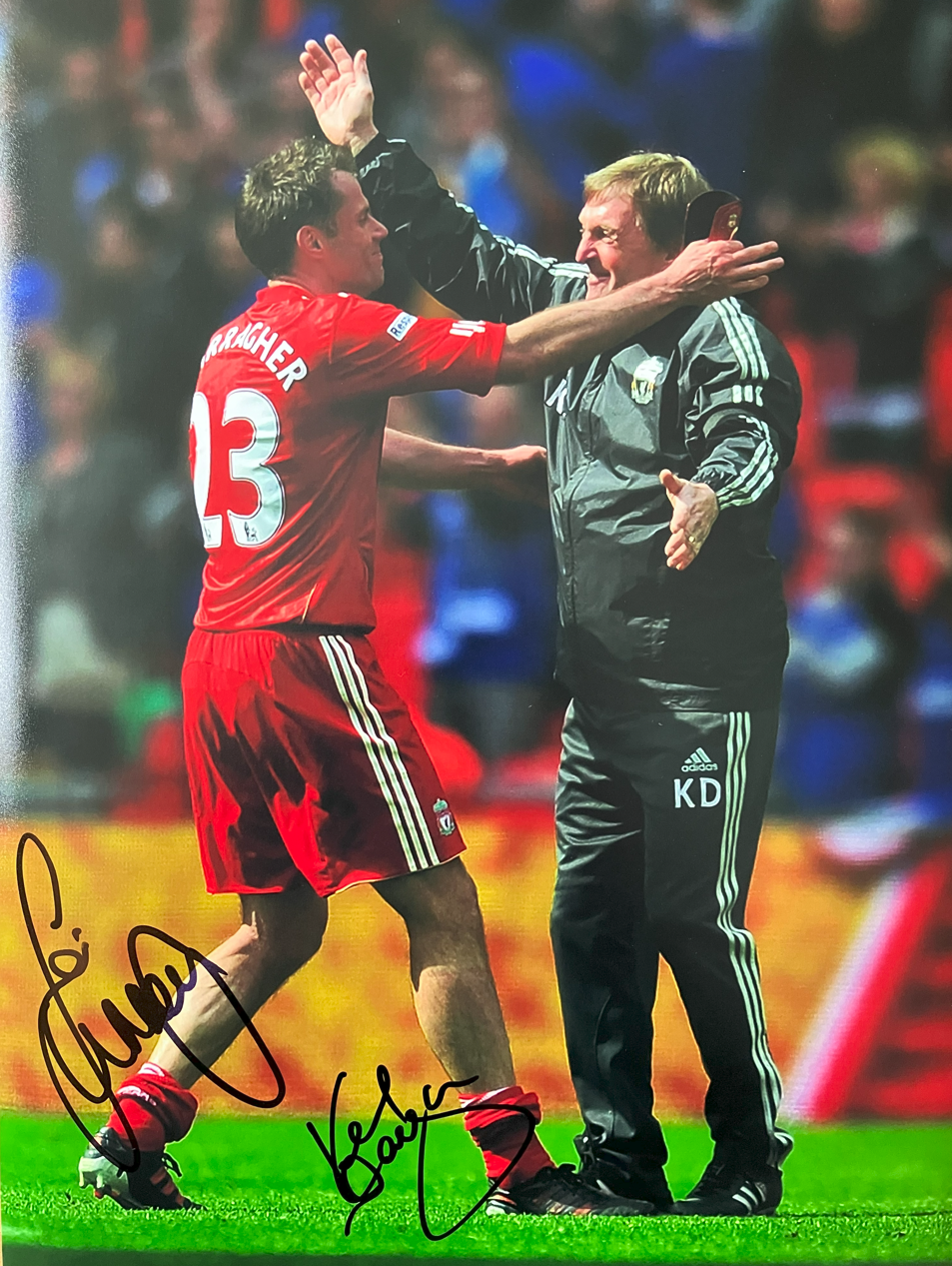 Very Rare Picture Signed By Jamie Carragher and Sir Kenny Dalglish (16x12)